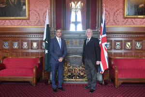 High Commissioner of Pakistan HE Moazzam Ahmad Khan calls on Speaker House of Commons, Sir Lindsay Hoyle.