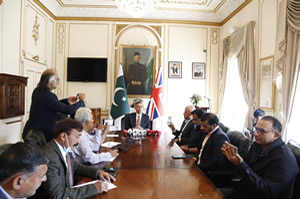 Pakistan High Commissioner to the UK, Moazzam Ahmad Khan briefing the media persons on Pakistan-UK bilateral relations